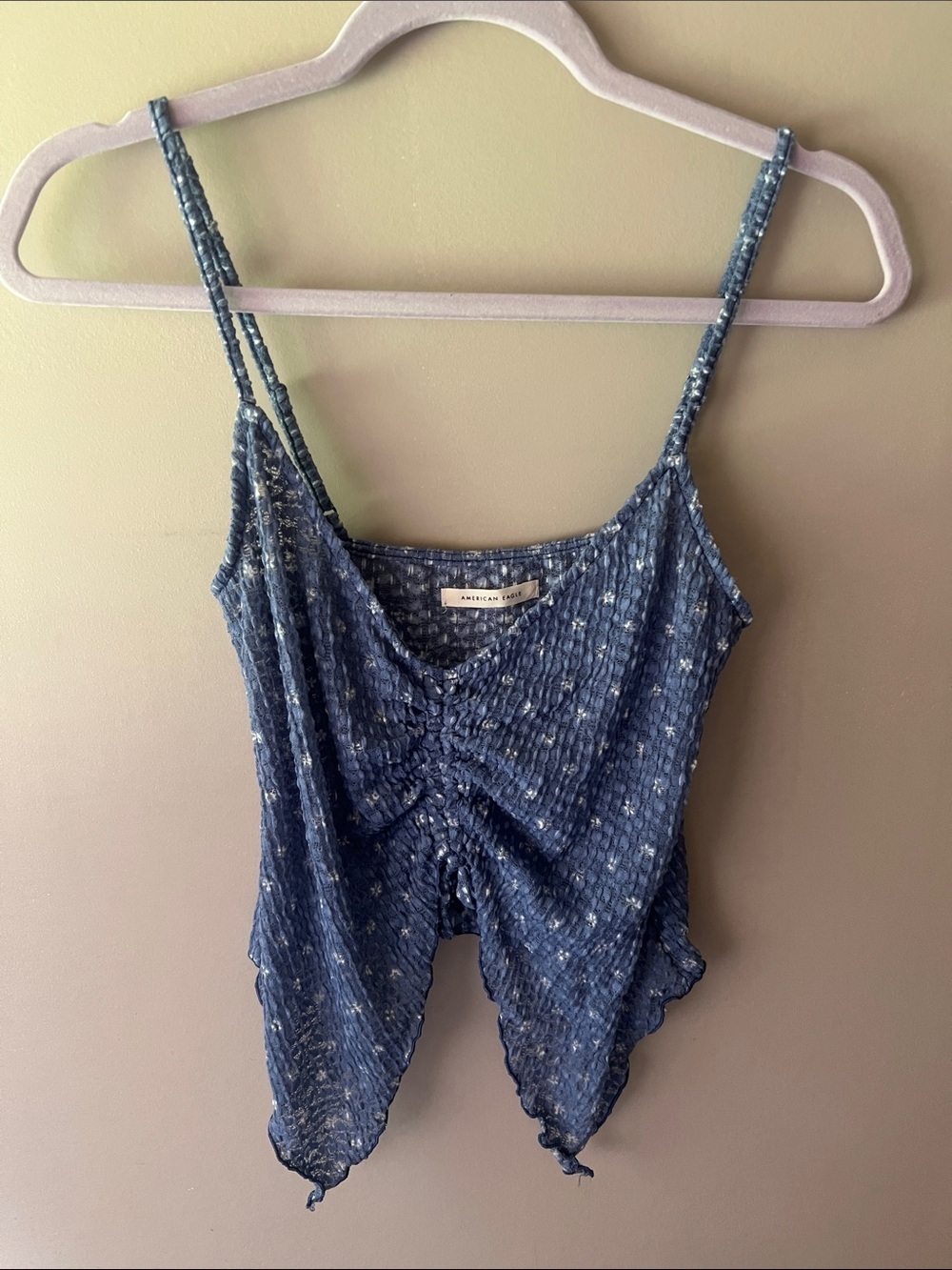 American Eagle Outfitters Navy Blue Floral Ruched Cami